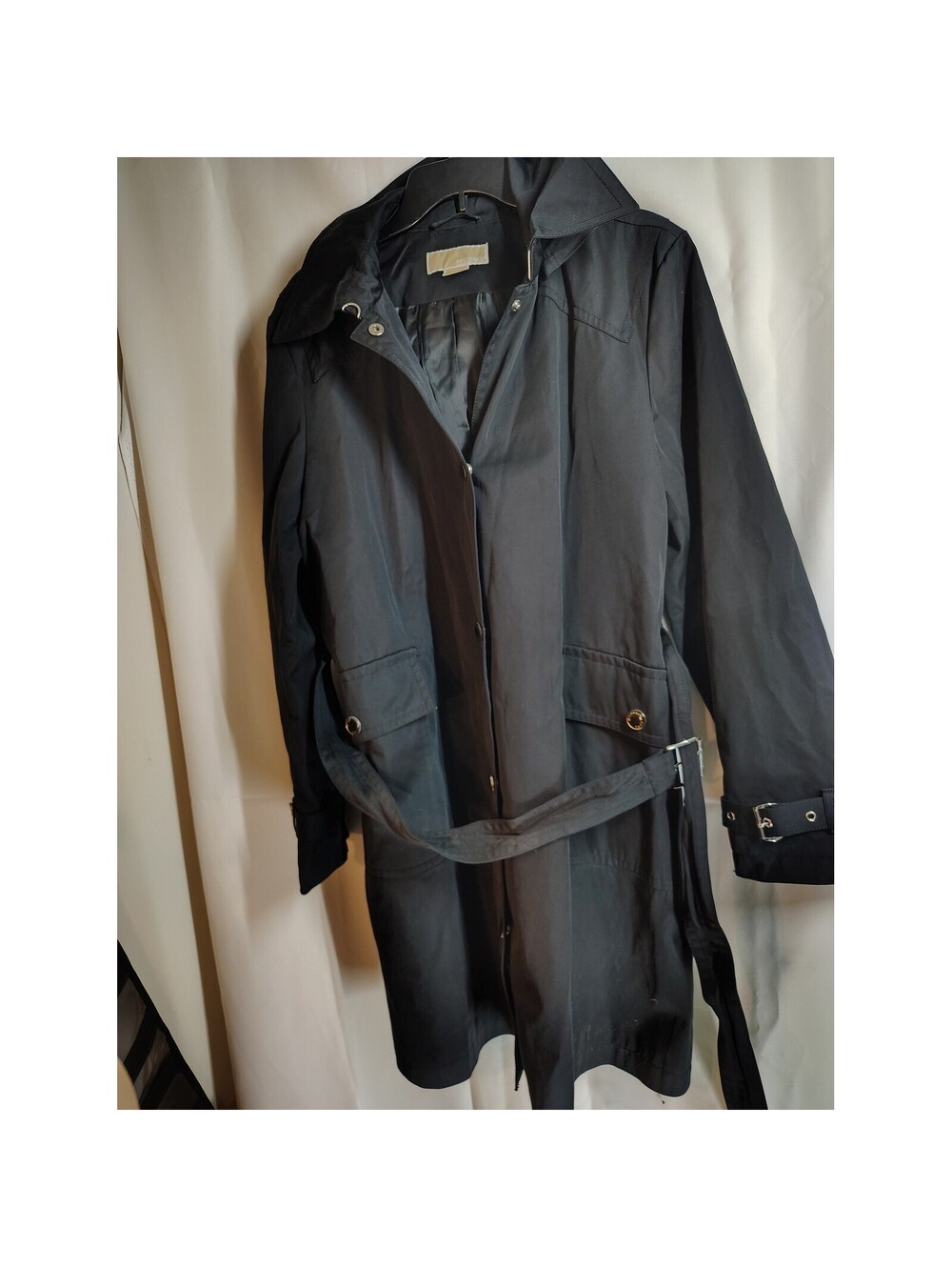 Michael Kors Black Belted Trench Coat XL / XG Classic Rain Jacket